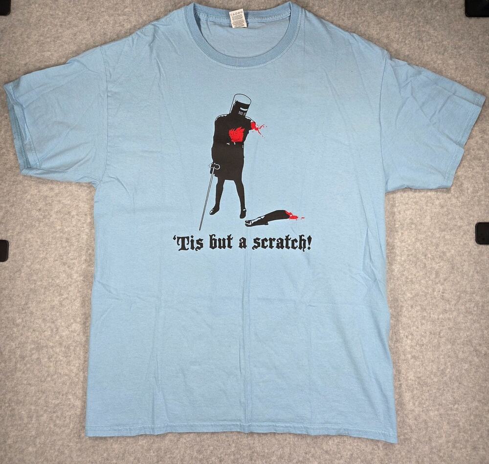 Monty Python Holy Grail T Shirt Mens L Large Unisex Blue Tis But A Scratch Tee